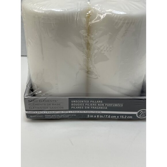 Unscented Pillar Candles By Ashland  3"x6"  White  Party Pack 2-Piece‎ New - Picture 4 of 5